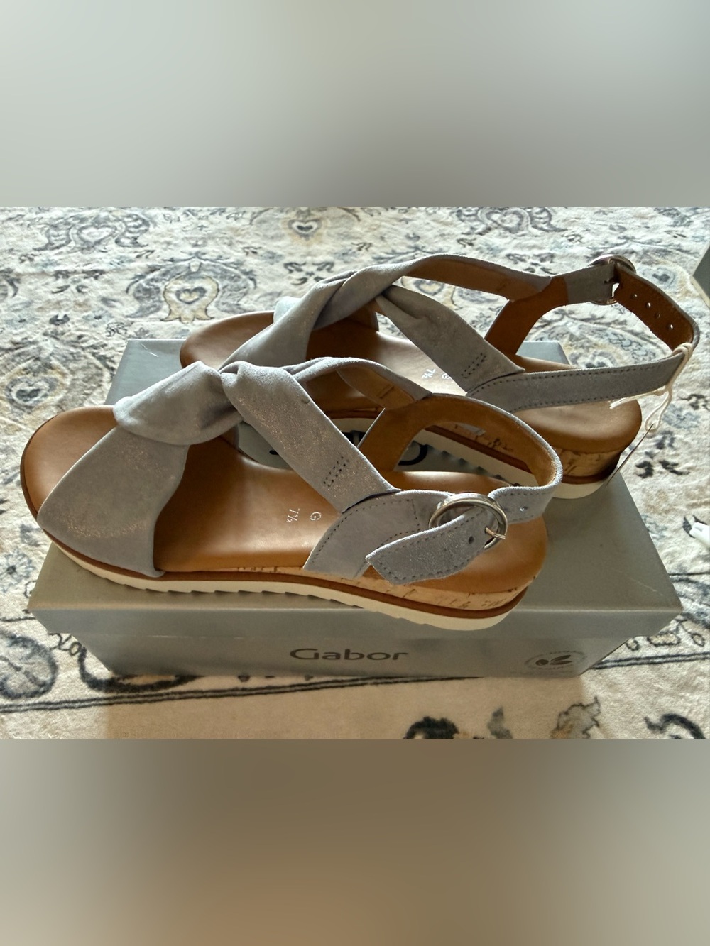 Gabor Lavender Suede Knotted Slingback Sandals